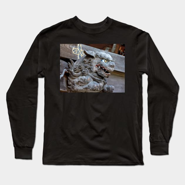 Japanese Shrine Shishi Long Sleeve T-Shirt by kansaikate